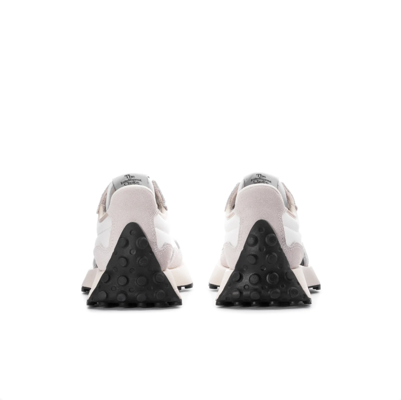 New Balance White & Light Gray Sneakers with Black N Logo