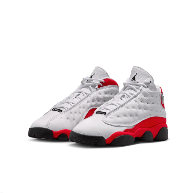 Jordan White & Red High-Top Sneakers with Black Accents