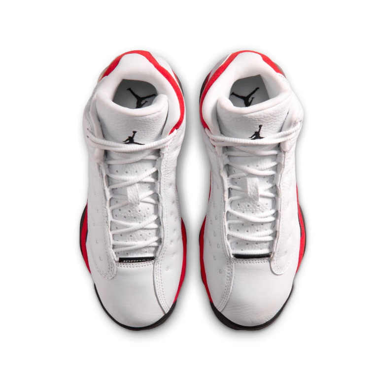 Jordan White & Red High-Top Sneakers with Black Accents