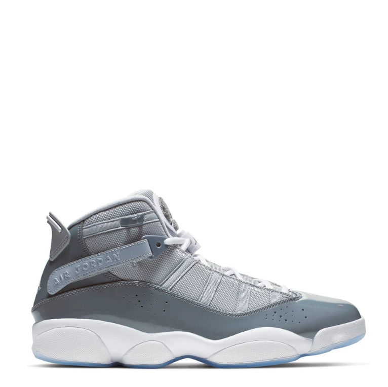 Jordan Gray & White High-Top Sneakers with Icy Blue Sole