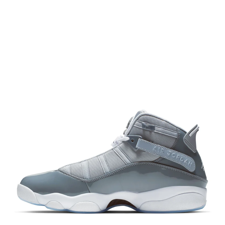 Jordan Gray & White High-Top Sneakers with Icy Blue Sole