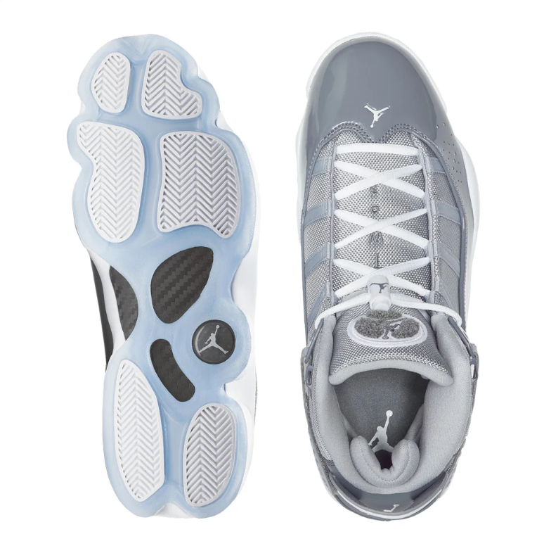 Jordan Gray & White High-Top Sneakers with Icy Blue Sole