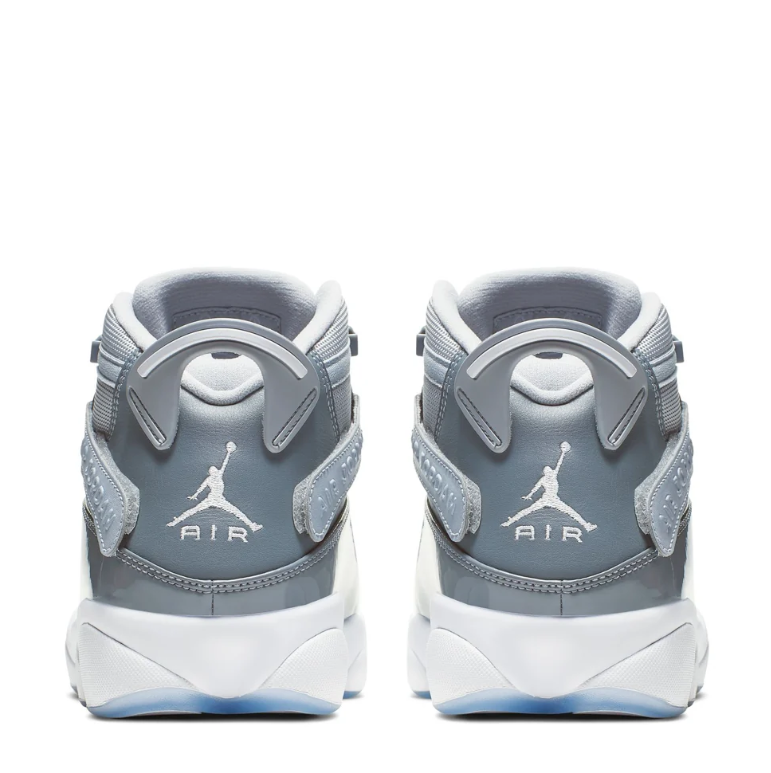 Jordan Gray & White High-Top Sneakers with Icy Blue Sole