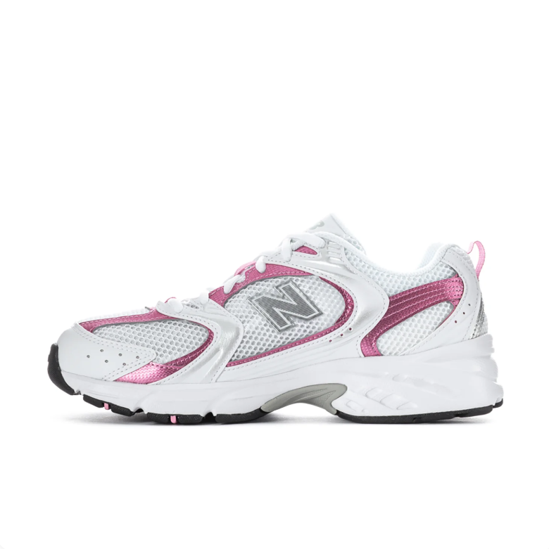 New Balance 530 White & Metallic Pink Sneakers
