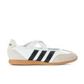 adidas White & Black Cross-Strap Ballet Flats with Gum Sole