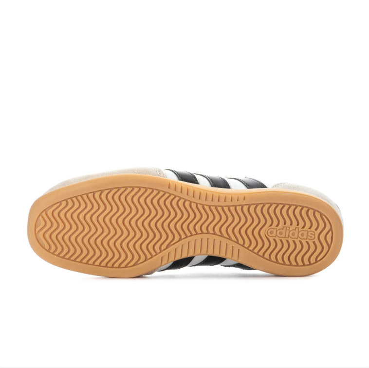 adidas White & Black Cross-Strap Ballet Flats with Gum Sole