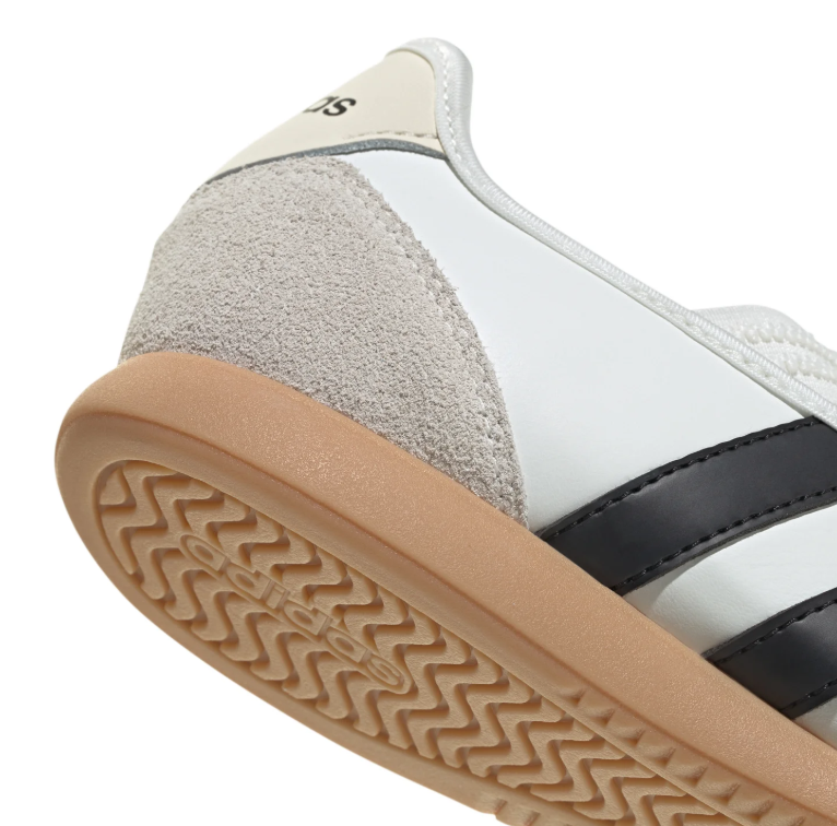 adidas White & Black Cross-Strap Ballet Flats with Gum Sole