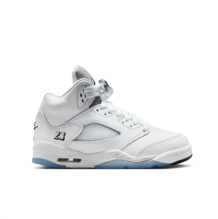 Jordan White High-Top Sneakers with Icy Blue Sole