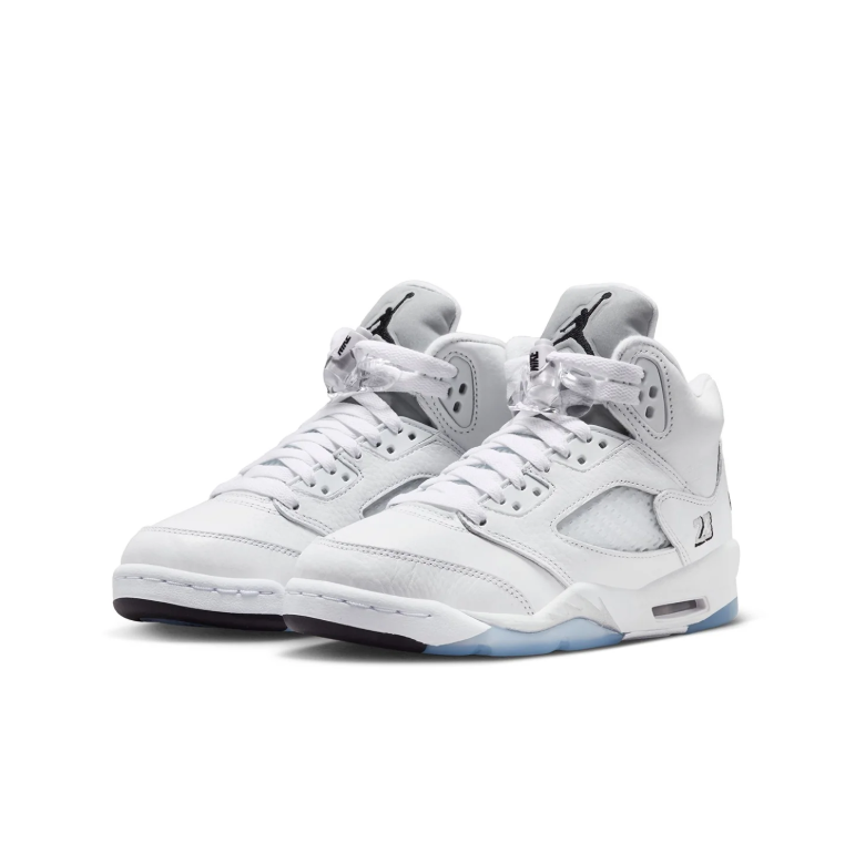 Jordan White High-Top Sneakers with Icy Blue Sole