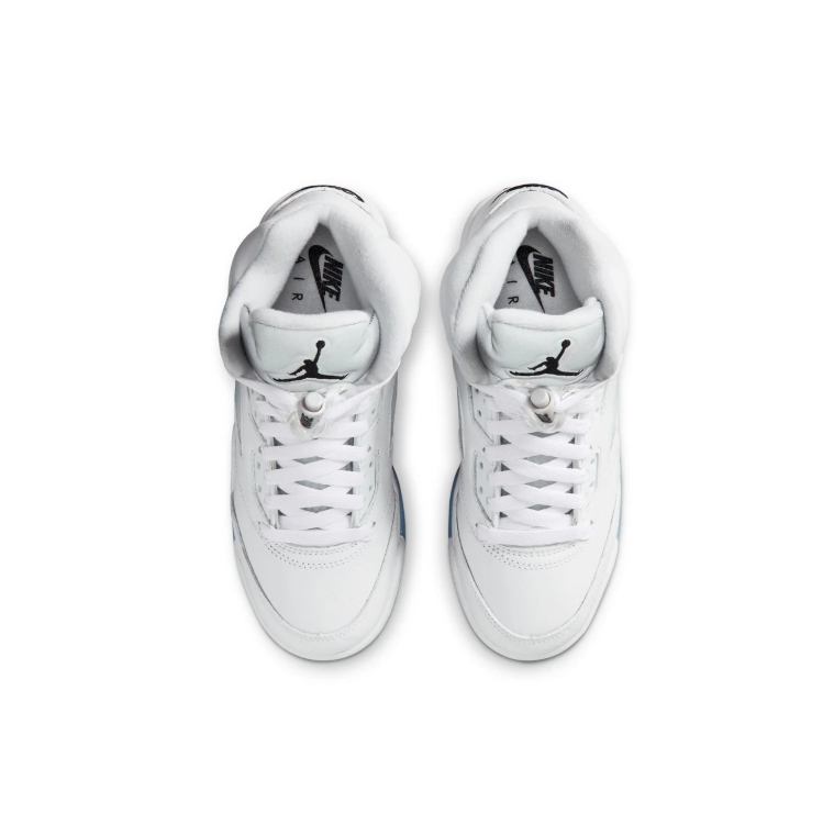 Jordan White High-Top Sneakers with Icy Blue Sole