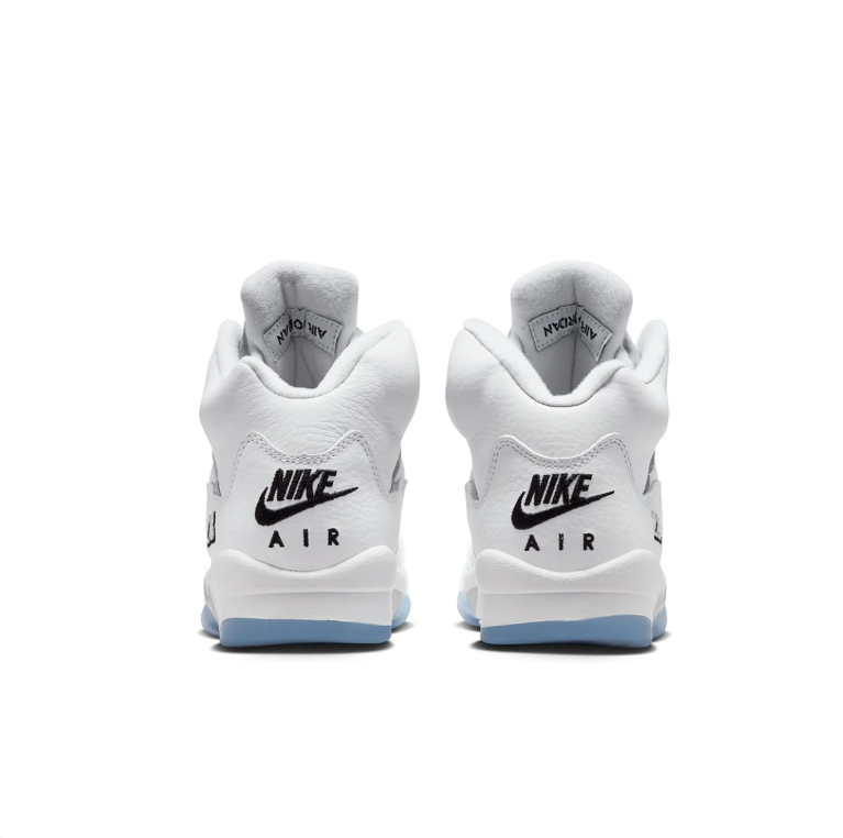 Jordan White High-Top Sneakers with Icy Blue Sole
