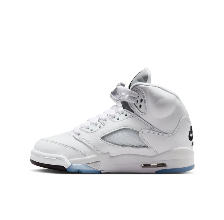 Jordan White High-Top Sneakers with Icy Blue Sole