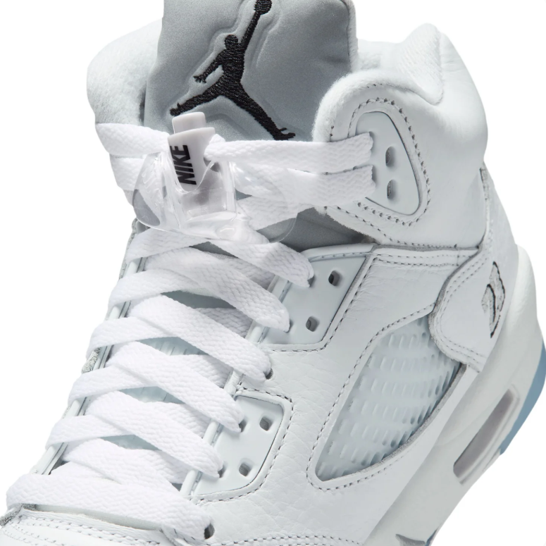 Jordan White High-Top Sneakers with Icy Blue Sole