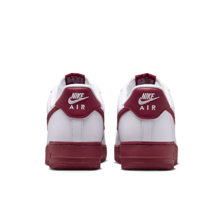 Nike Air Force 1 White & Burgundy Low-Top Sneakers