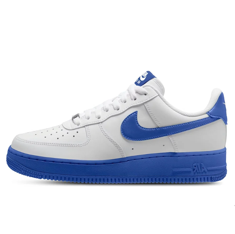 Nike Air Force 1 White & Royal Blue Low-Top Sneakers