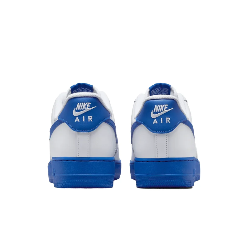 Nike Air Force 1 White & Royal Blue Low-Top Sneakers