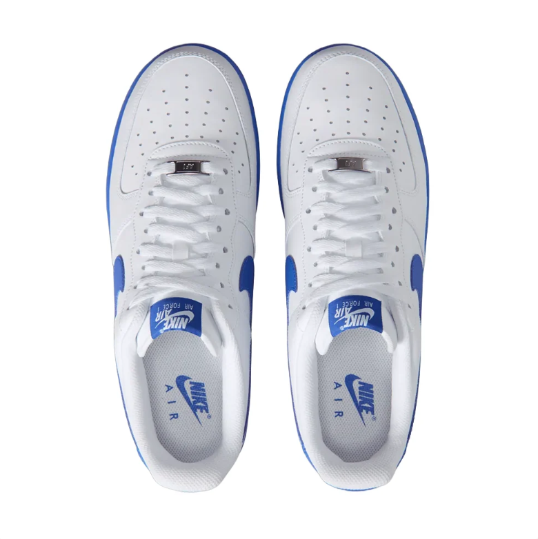 Nike Air Force 1 White & Royal Blue Low-Top Sneakers