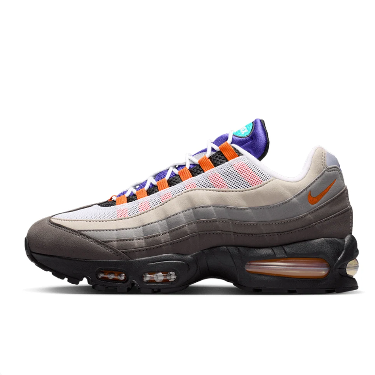 Nike Air Max 95 Gray & Black Sneakers with Mismatched Neon Accents