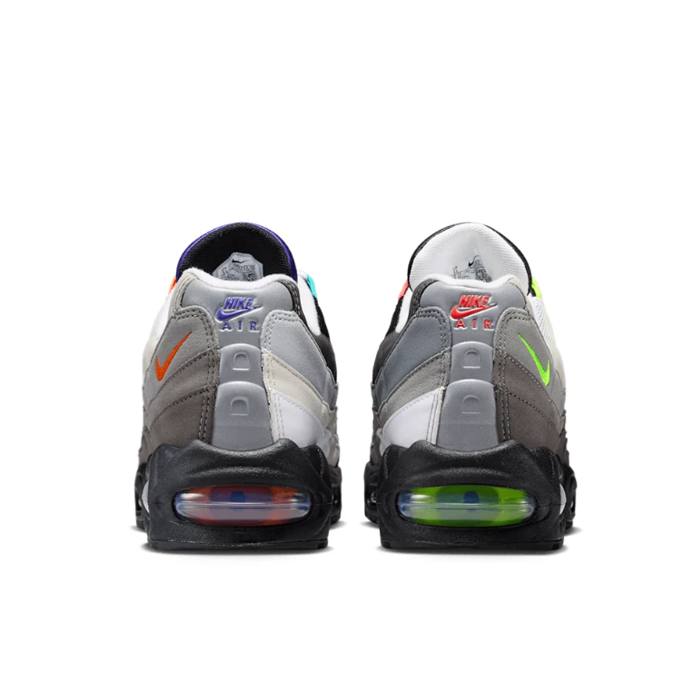 Nike Air Max 95 Gray & Black Sneakers with Mismatched Neon Accents