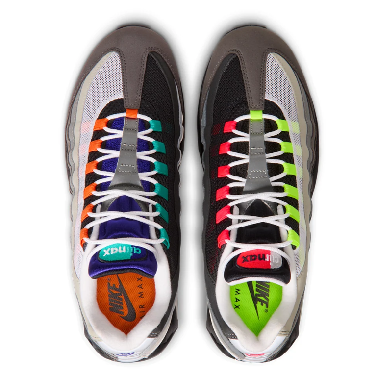 Nike Air Max 95 Gray & Black Sneakers with Mismatched Neon Accents