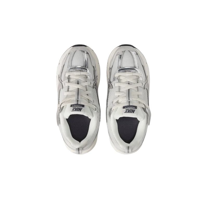 Nike White & Metallic Silver Low-Top Sneakers