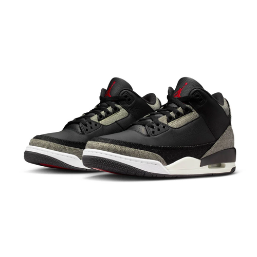 Jordan Black & Gray Textured Mid-Top Sneakers with Red Accents