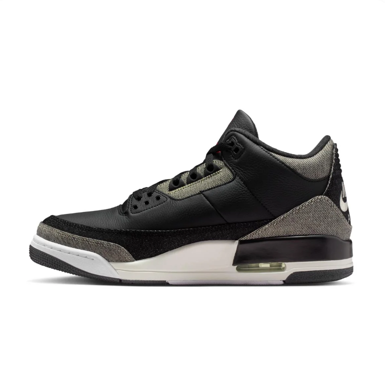 Jordan Black & Gray Textured Mid-Top Sneakers with Red Accents