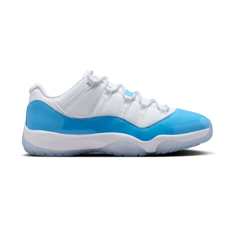 White & Bright Blue Low-Top Sneakers with Icy Translucent Sole