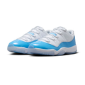 White & Bright Blue Low-Top Sneakers with Icy Translucent Sole