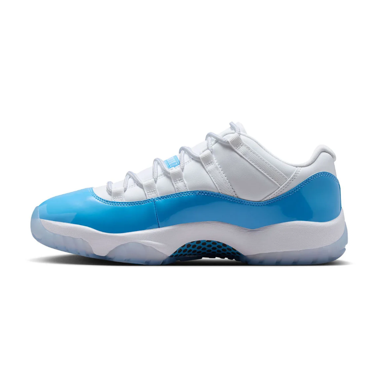White & Bright Blue Low-Top Sneakers with Icy Translucent Sole