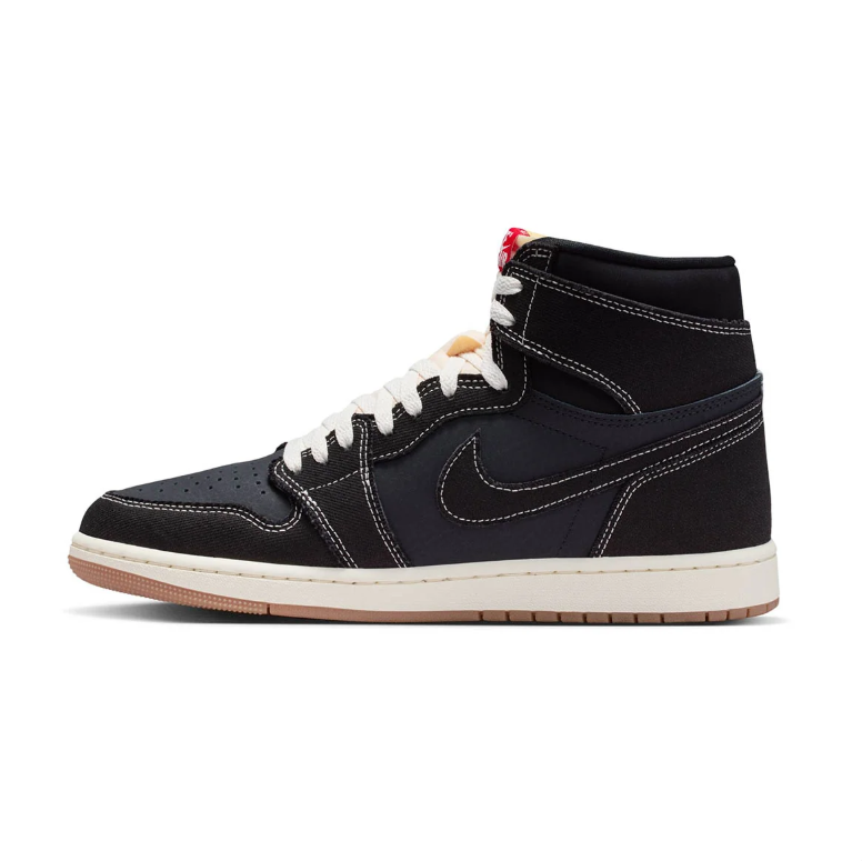 Jordan Black High-Top Sneakers with Contrast Stitching & Red Accents