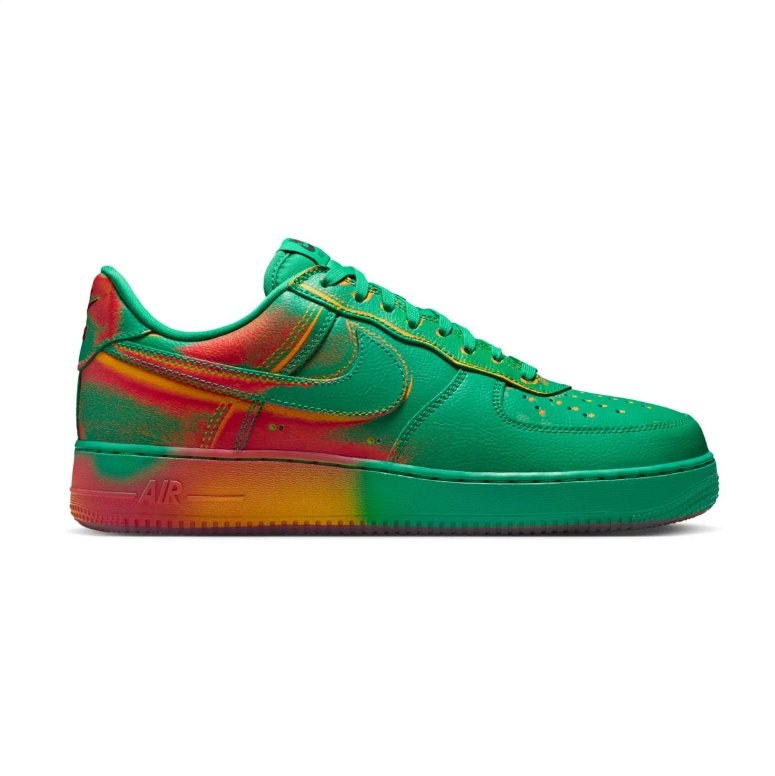 Nike Green Low-Top Sneakers with Red & Orange Gradient Accents