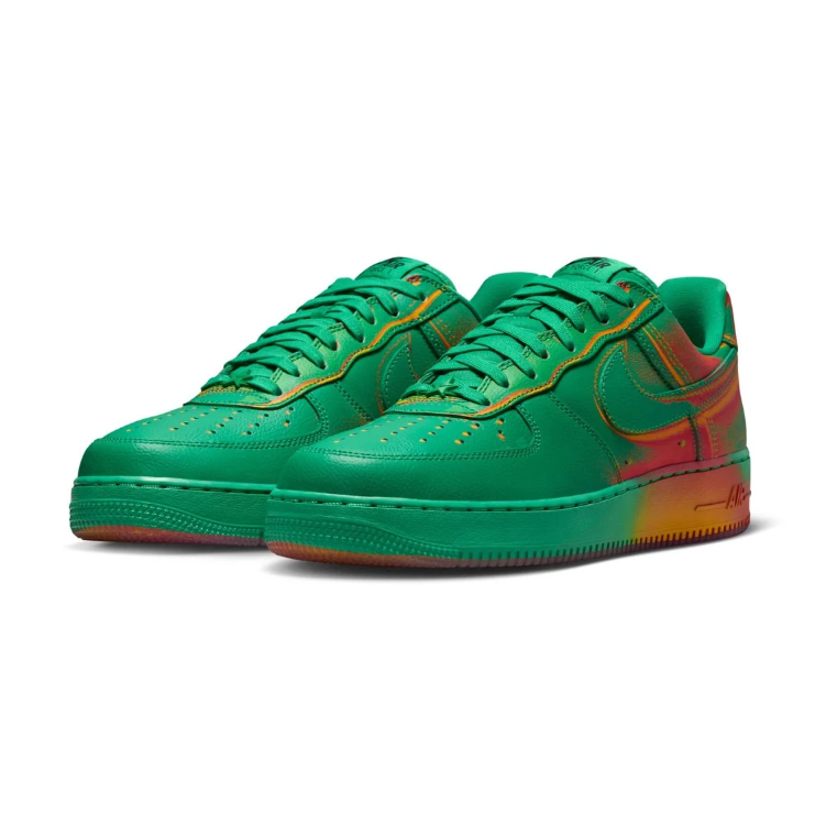 Nike Green Low-Top Sneakers with Red & Orange Gradient Accents