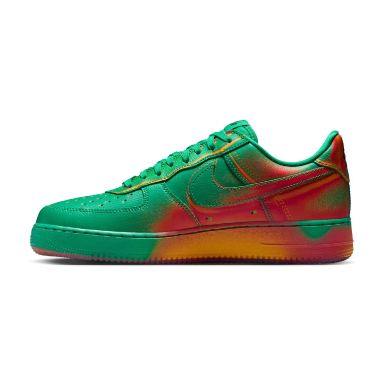 Nike Green Low-Top Sneakers with Red & Orange Gradient Accents