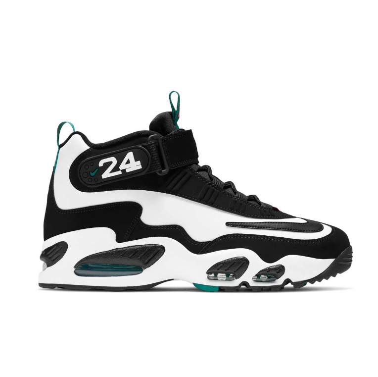 Nike Black & White High-Top Sneakers with Green Accents & 24 Strap