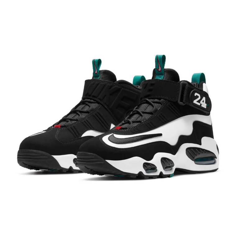 Nike Black & White High-Top Sneakers with Green Accents & 24 Strap