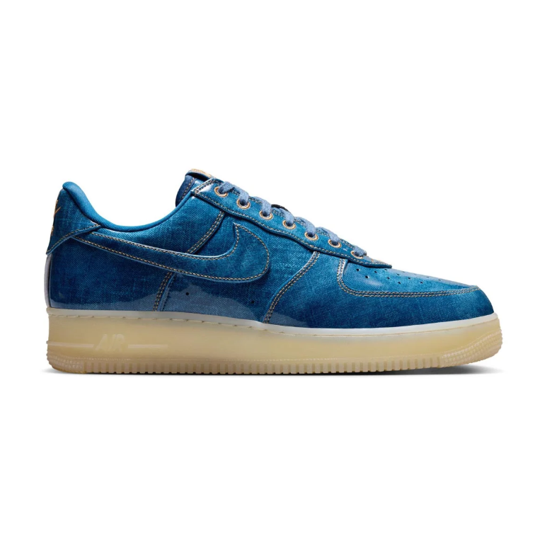 Nike Blue Textured Low-Top Sneakers with Translucent Cream Sole
