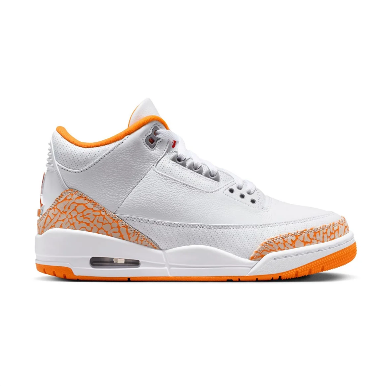 Jordan White & Orange Mid-Top Sneakers with Elephant-Print Accents
