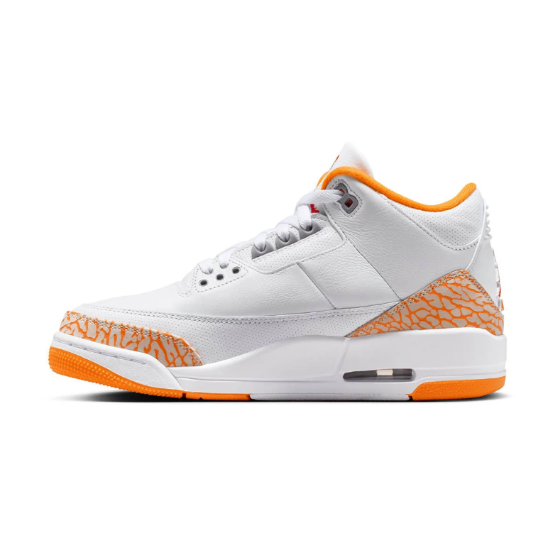 Jordan White & Orange Mid-Top Sneakers with Elephant-Print Accents