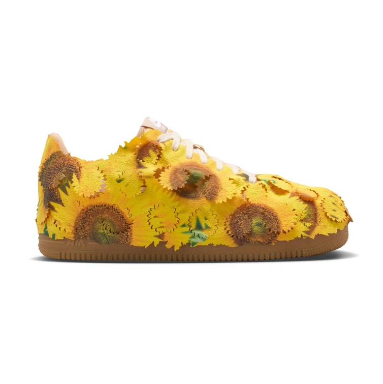 Yellow Sunflower-Appliqué Low-Top Sneakers with Gum-Colored Sole
