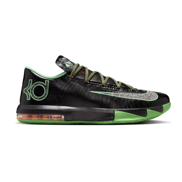 Nike KD Black & Green Low-Top Sneakers with Silver-Toned Swooshes