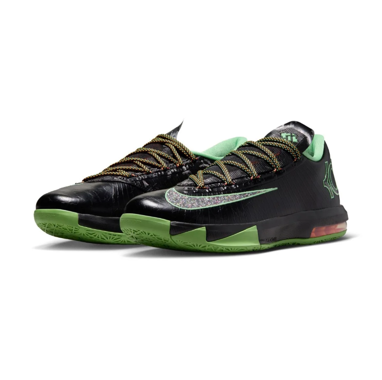 Nike KD Black & Green Low-Top Sneakers with Silver-Toned Swooshes