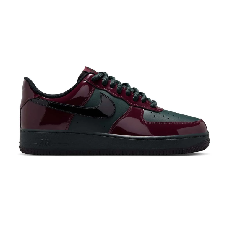Nike Burgundy & Dark Green Low-Top Sneakers with Glossy Overlays