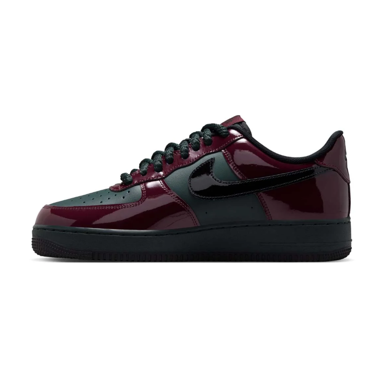 Nike Burgundy & Dark Green Low-Top Sneakers with Glossy Overlays